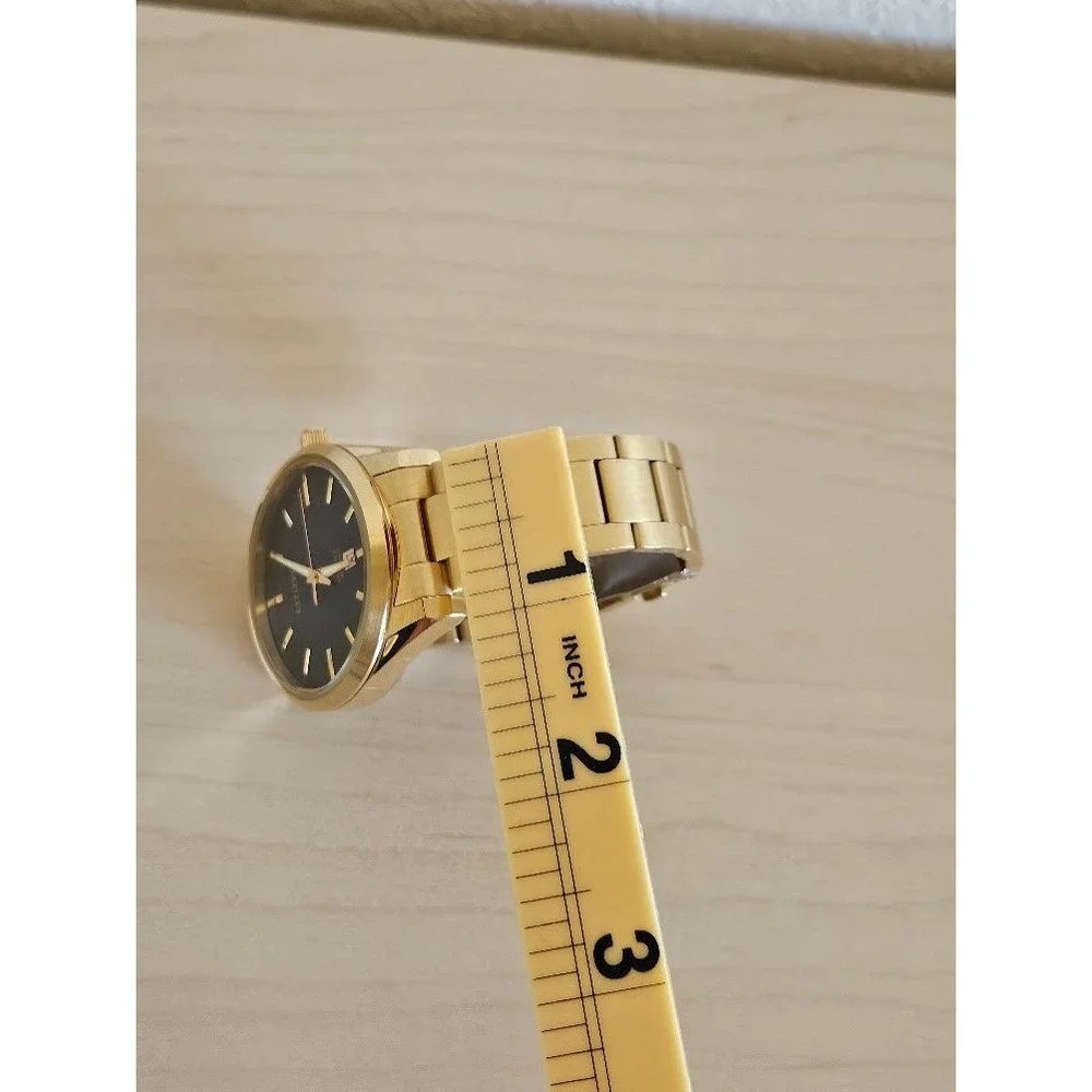Citizen Quartz Mens Gold Tone Blue Dial Watch Stainless Steel Japan - Small Band